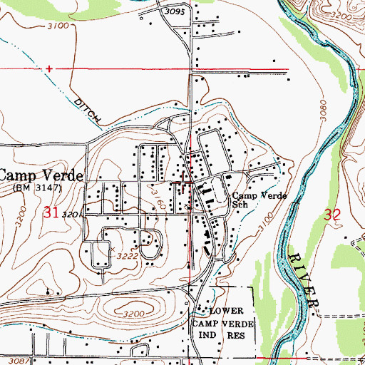 Topographic Map of Camp Verde, AZ