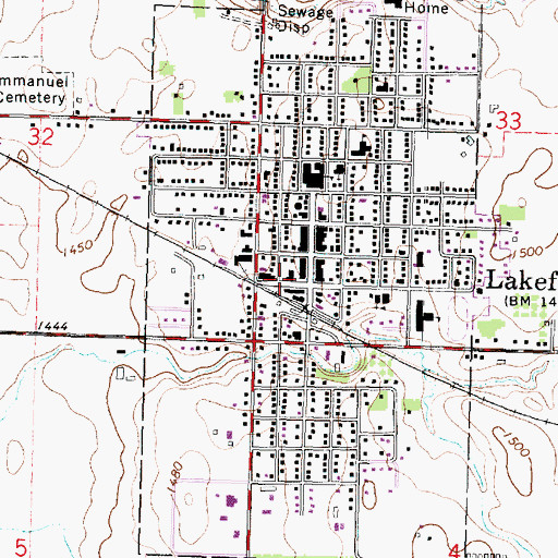 Topographic Map of Lakefield Ambulance Service, MN