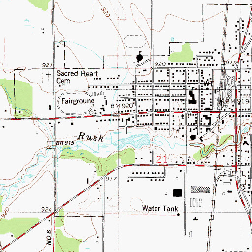 Topographic Map of Lakes Region Emergency Medical Services Rush City, MN