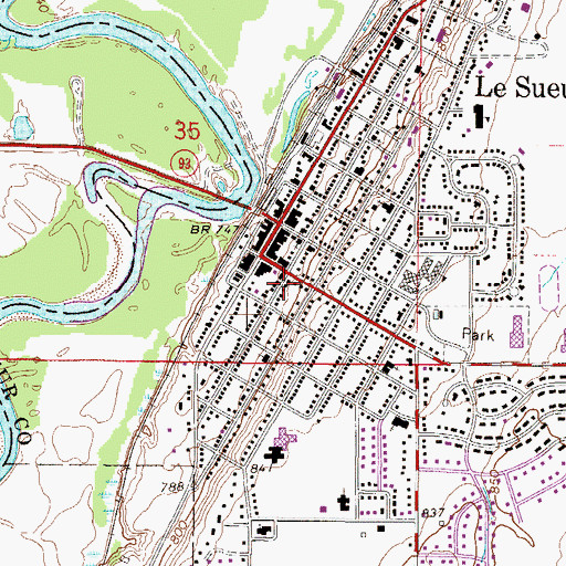 Topographic Map of Le Sueur Volunteer Ambulance, MN