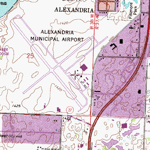 Topographic Map of Life Link III Air Alexandria, MN