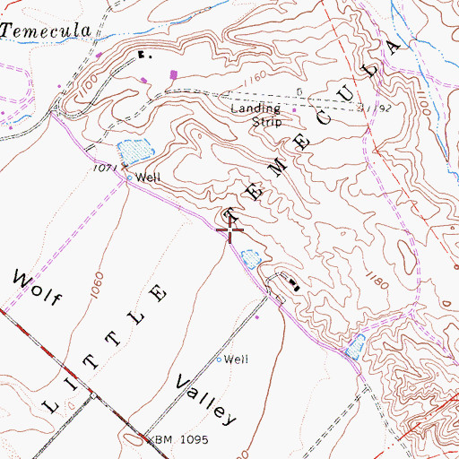Topographic Map of Little Temecula, CA