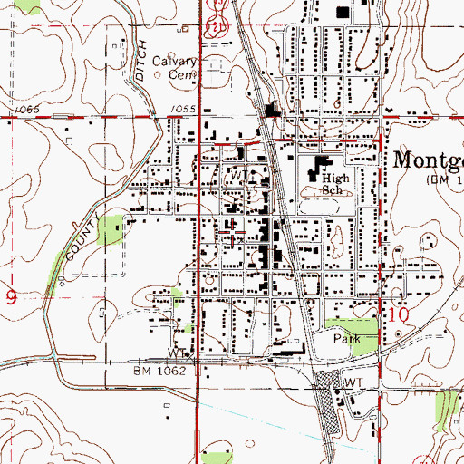 Topographic Map of Montgomery Area Emergency Medical Services, MN