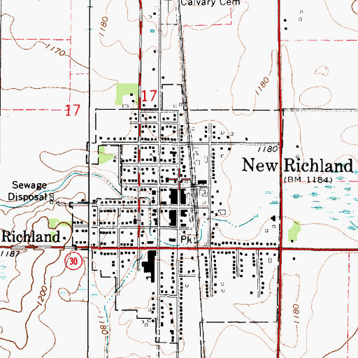 Topographic Map of New Richland Ambulance, MN