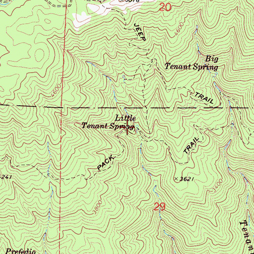 Topographic Map of Little Tenant Spring, CA
