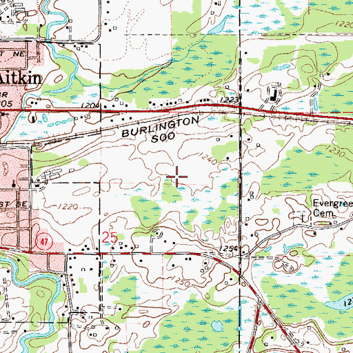 Topographic Map of North Memorial Ambulance Aitkin, MN