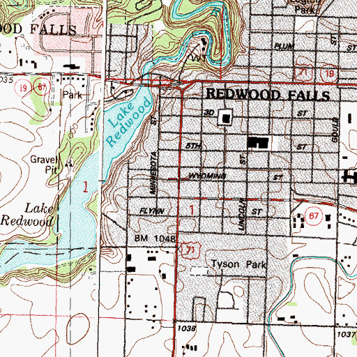 Topographic Map of North Memorial Ambulance Redwood Falls, MN