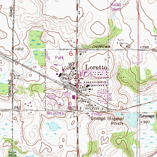 Topographic Map of North Memorial Ambulance Service Loretto, MN