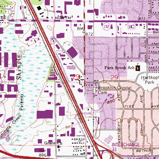 Topographic Map of North Memorial Ambulance Service Brooklyn Park, MN