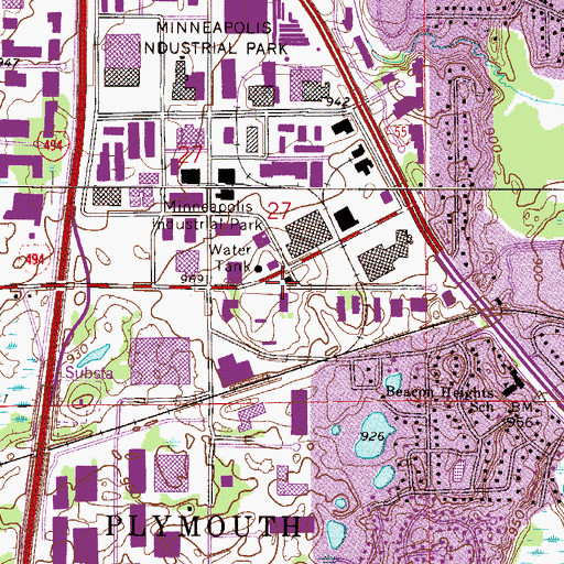 Topographic Map of North Memorial Ambulance Service Plymouth, MN