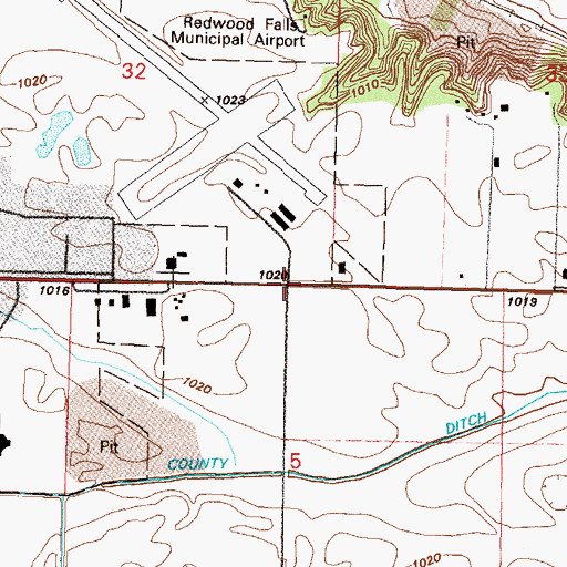 Topographic Map of North Memorial Ambulance Service Redwood Falls, MN