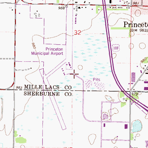Topographic Map of North Memorial Ambulance Service Princeton, MN