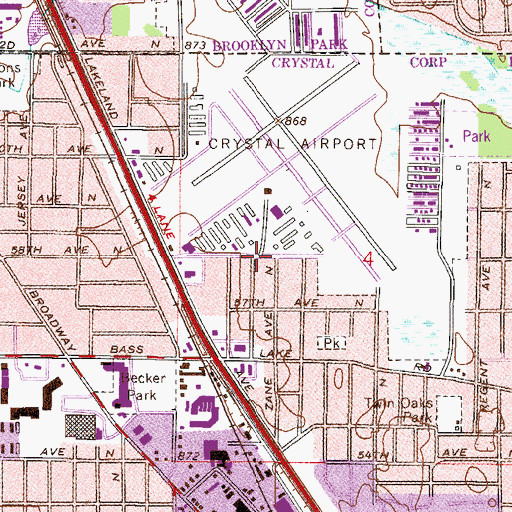 Topographic Map of North Memorial Ambulance Service Crystal, MN