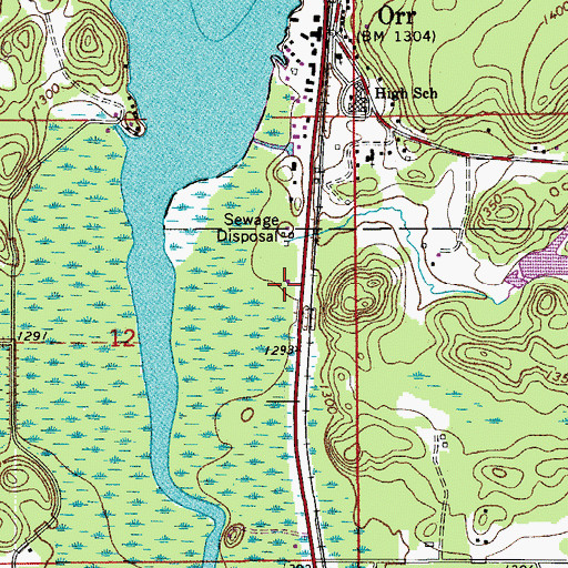 Topographic Map of Orr Ambulance Service, MN