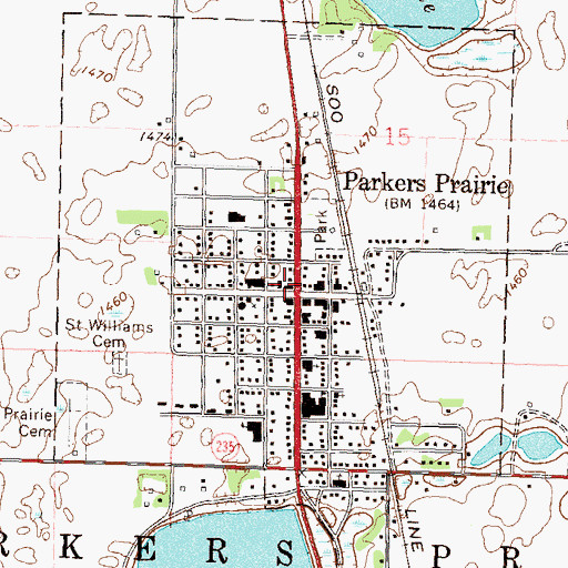Topographic Map of Parkers Prairie Community Ambulance, MN