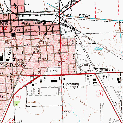 Topographic Map of Pipestone County Emergency Services, MN