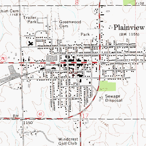 Topographic Map of Plainview Emergency Medical Services, MN