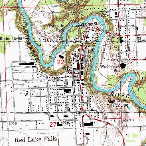 Topographic Map of Red Lake Falls Volunteer Ambulance, MN