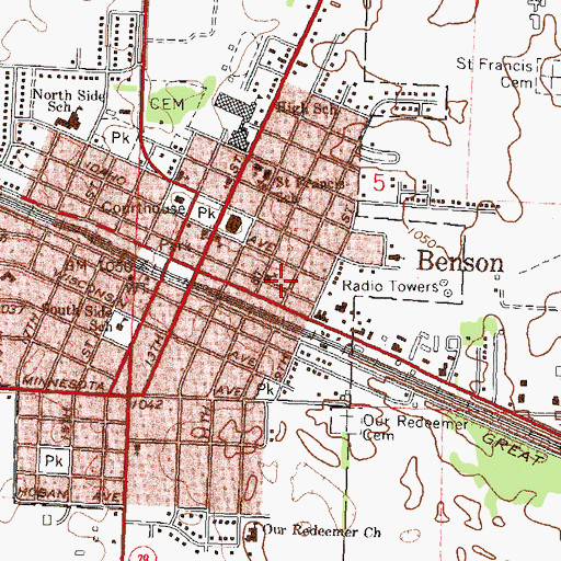Topographic Map of Swift County - Benson Hospital Ambulance, MN