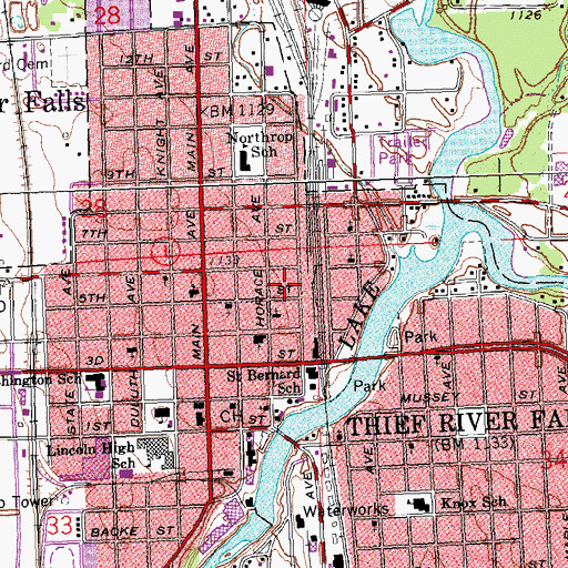 Topographic Map of Thief River Falls Area Ambulance, MN