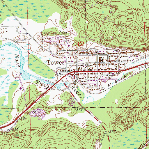 Topographic Map of Tower Area Volunteer Ambulance Service, MN