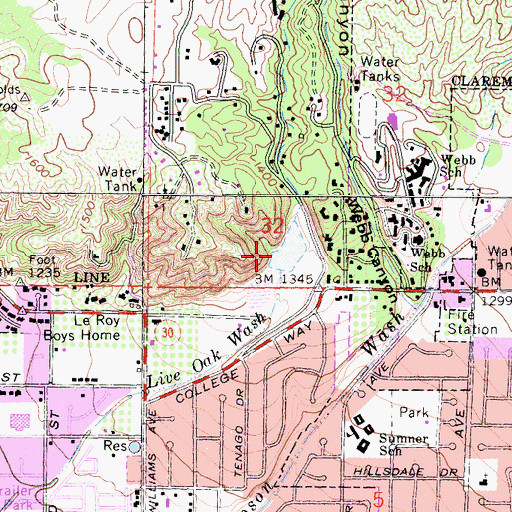 Topographic Map of Live Oak Canyon, CA
