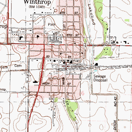 Topographic Map of Winthrop Ambulance Service, MN