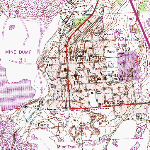 Topographic Map of Eveleth Ambulance Service, MN