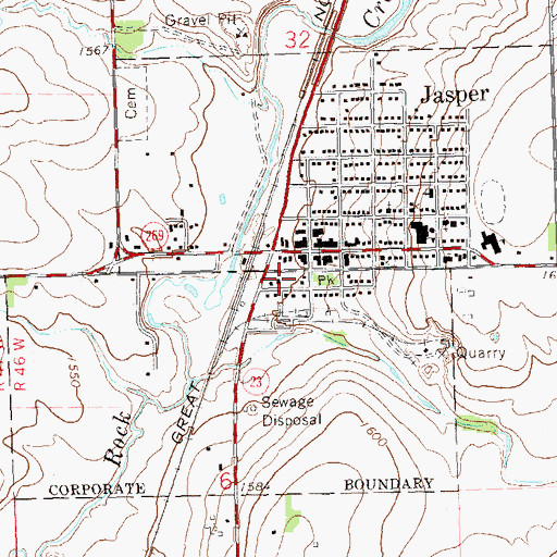 Topographic Map of Jasper Community Ambulance Service, MN