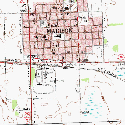 Topographic Map of Madison Ambulance Service, MN