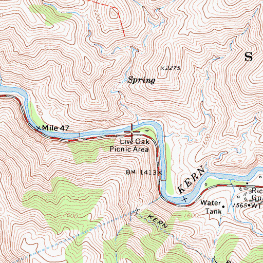 Topographic Map of Live Oak Picnic Area, CA
