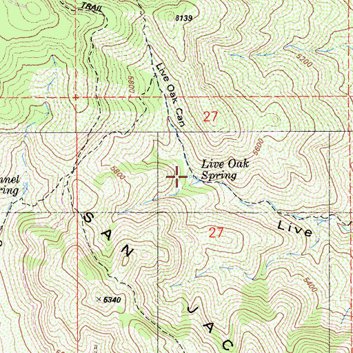 Topographic Map of Live Oak Spring, CA