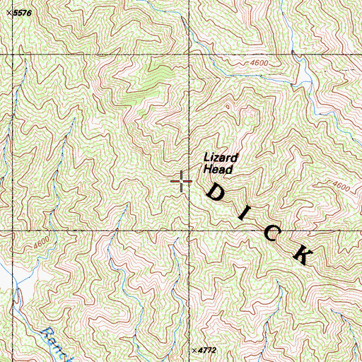 Topographic Map of Lizard Head, CA