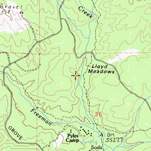 Topographic Map of Lloyd Meadows, CA
