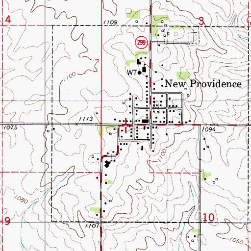 Topographic Map of New Providence Fire Department, IA