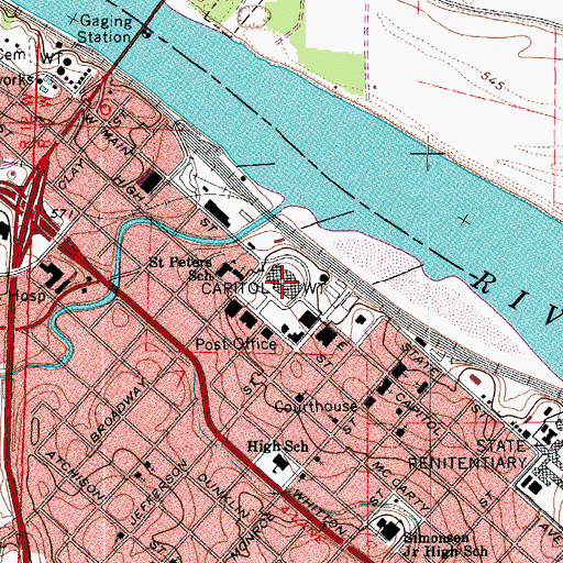 Topographic Map of Missouri State Capitol, MO