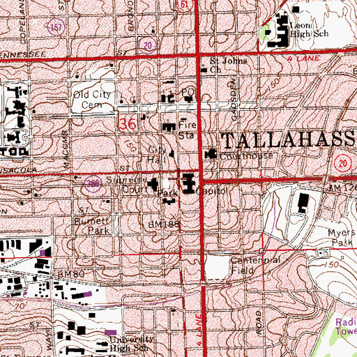 Topographic Map of The Capitol, FL