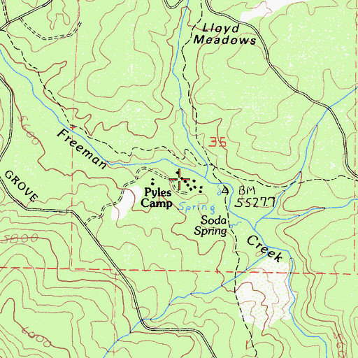 Topographic Map of Lloyd Meadows Creek, CA