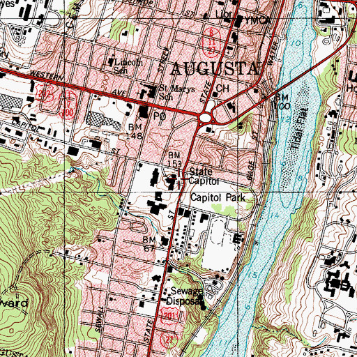 Topographic Map of Maine State House, ME