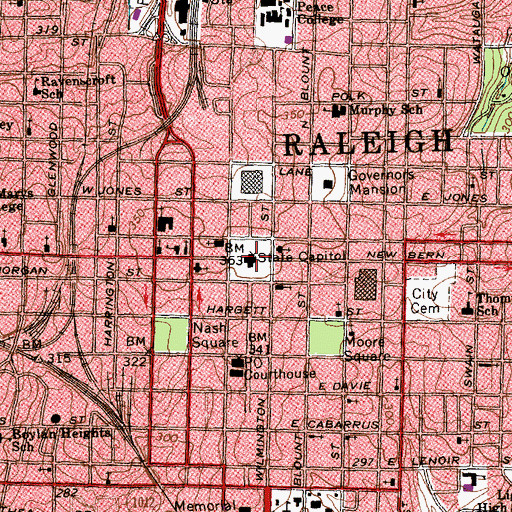 Topographic Map of North Carolina State Capitol, NC