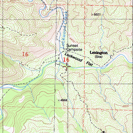 Topographic Map of Lockwood Creek, CA