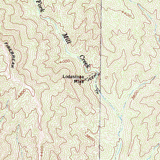 Topographic Map of Lodestone Mine, CA