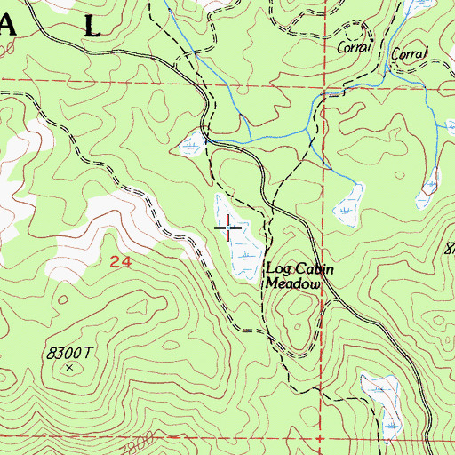 Topographic Map of Log Cabin Meadow, CA