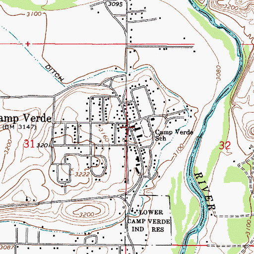 Topographic Map of Camp Verde School, AZ
