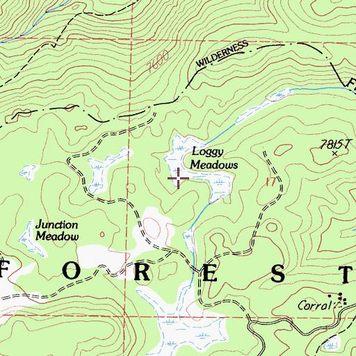 Topographic Map of Loggy Meadows, CA
