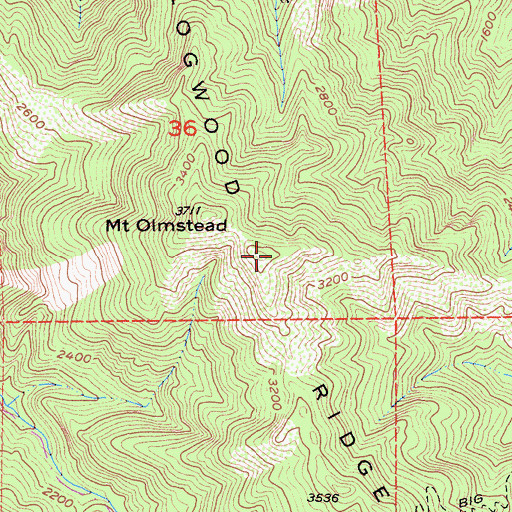 Topographic Map of Logwood Ridge, CA