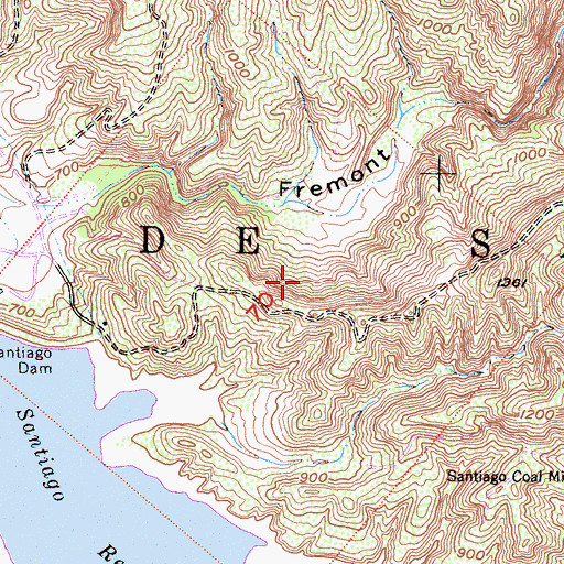 Topographic Map of Lomas de Santiago, CA