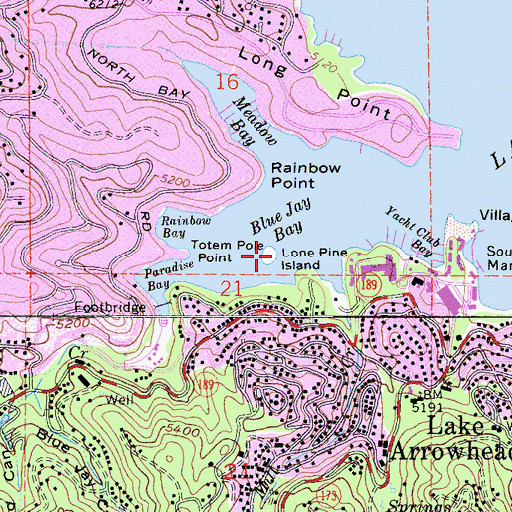 Topographic Map of Lone Pine Island, CA