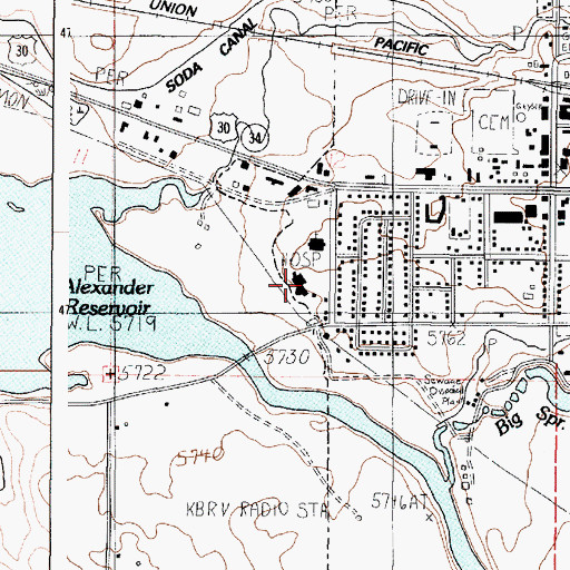 Topographic Map of Caribou Memorial Hospital, ID