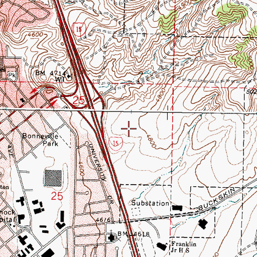 Topographic Map of Portneuf Medical Center East Campus, ID
